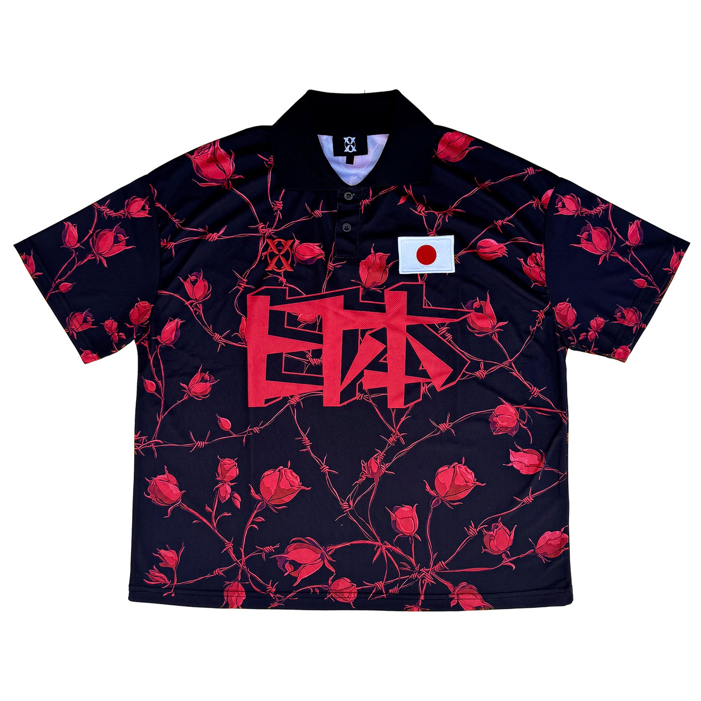 Rose Barbed Wire Black Jersey